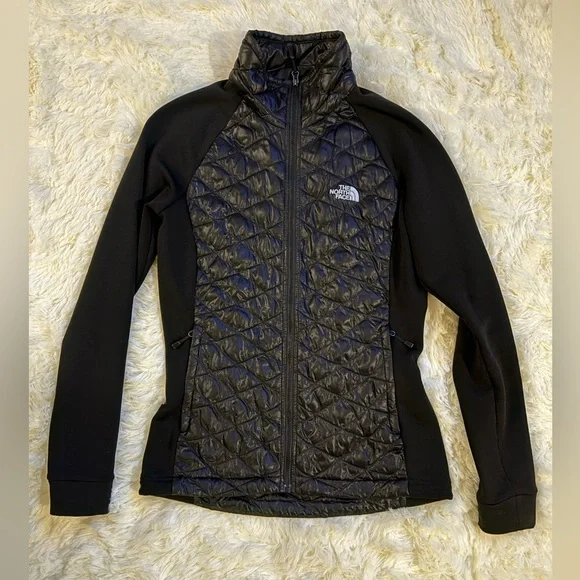 The North Face Quilted Hybrid Jacket Black Full Zip Stretch Sleeves - Picture 1 of 7